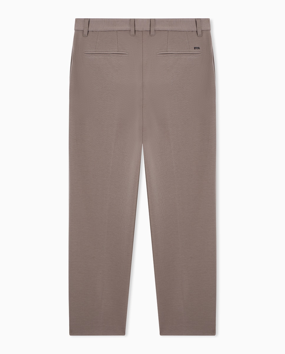 Calças Chino Regular Fit com Xadrez Taupe-5
