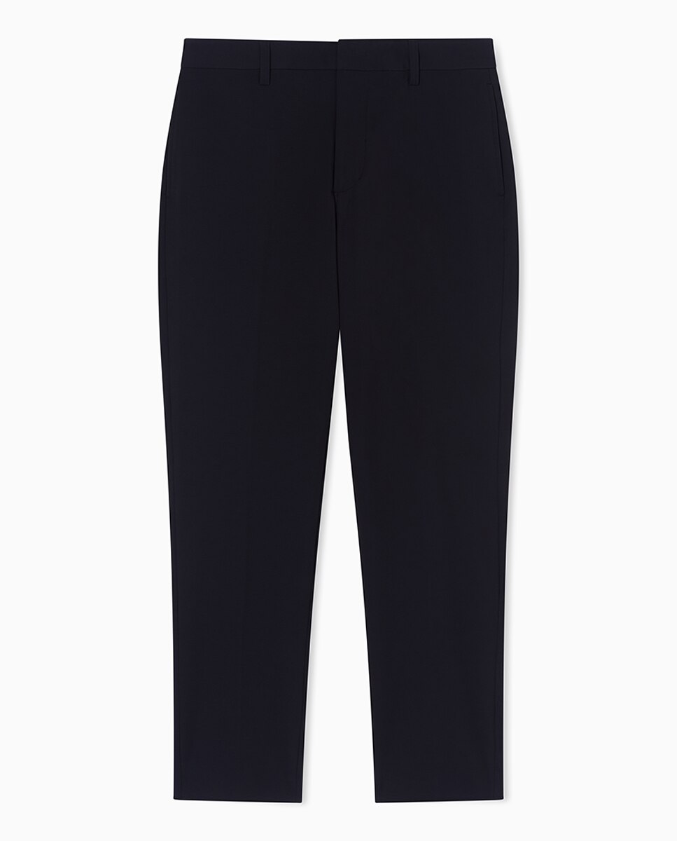 Calças Chino Regular Fit em Nylon Elástico Azul-marinho-5