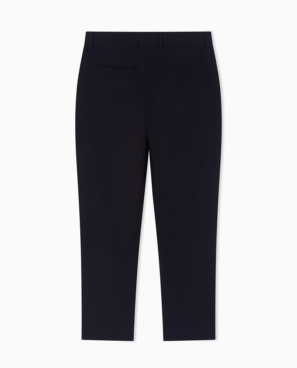 Calças Chino Regular Fit em Nylon Elástico Azul-marinho-6