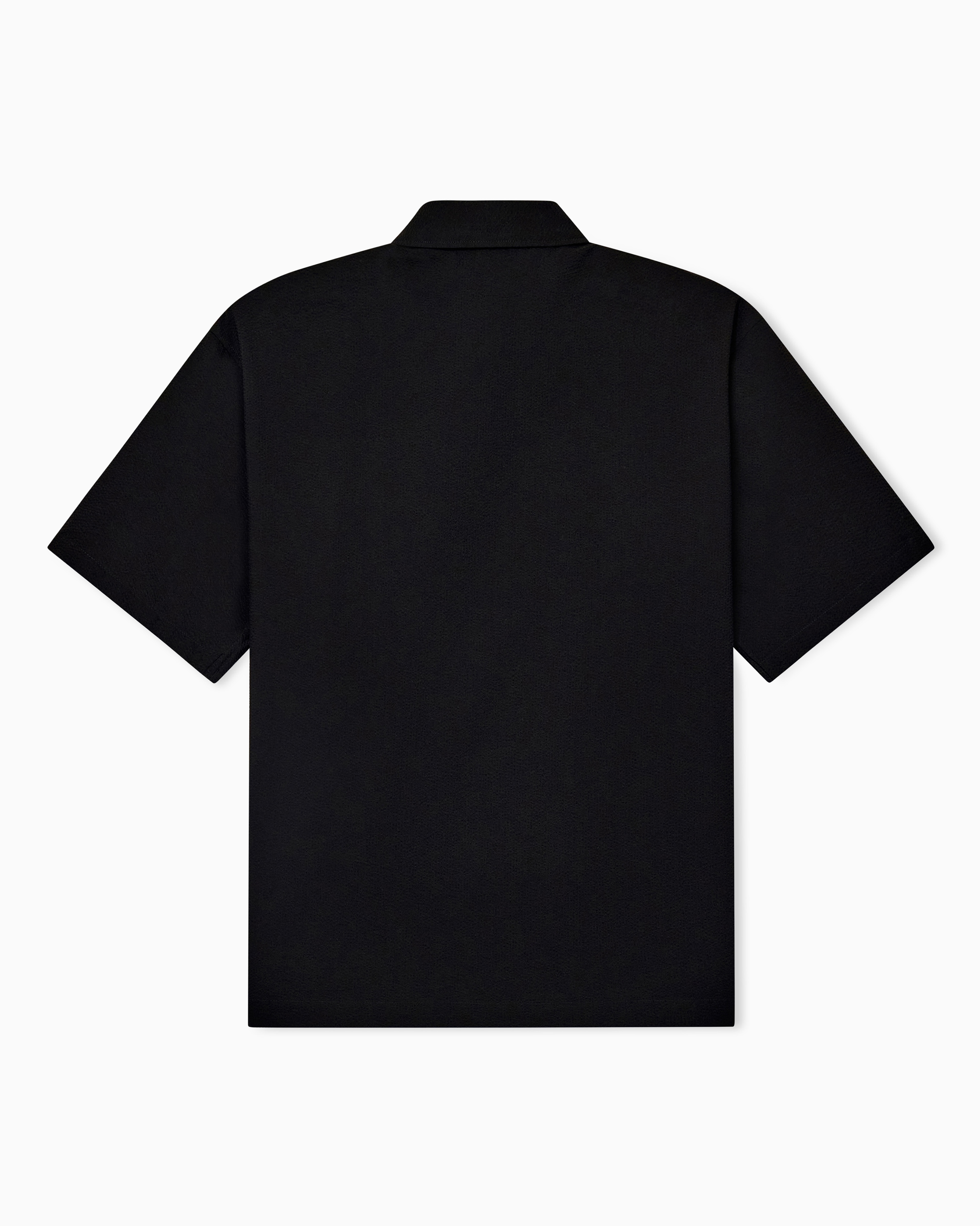 Camisa de Seersucker com Manga Curta e Bolso no Peito Preto-3