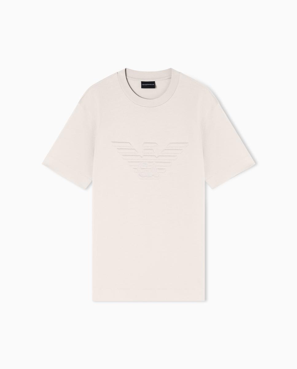 T-shirt de Manga Curta com Logótipo a Condizer no Peito Taupe-3