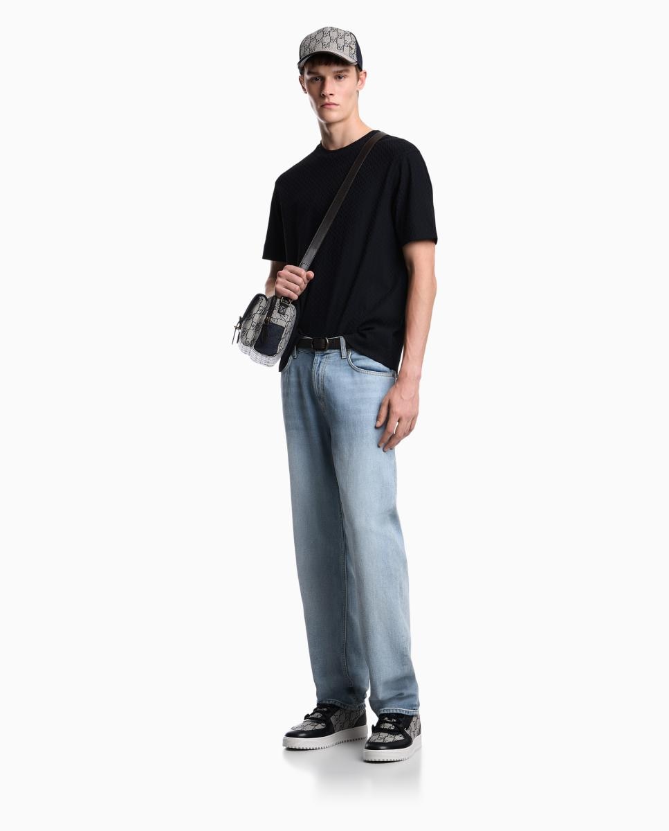 T-shirt Regular Fit com Manga Curta e Gola Redonda Azul-marinho-9