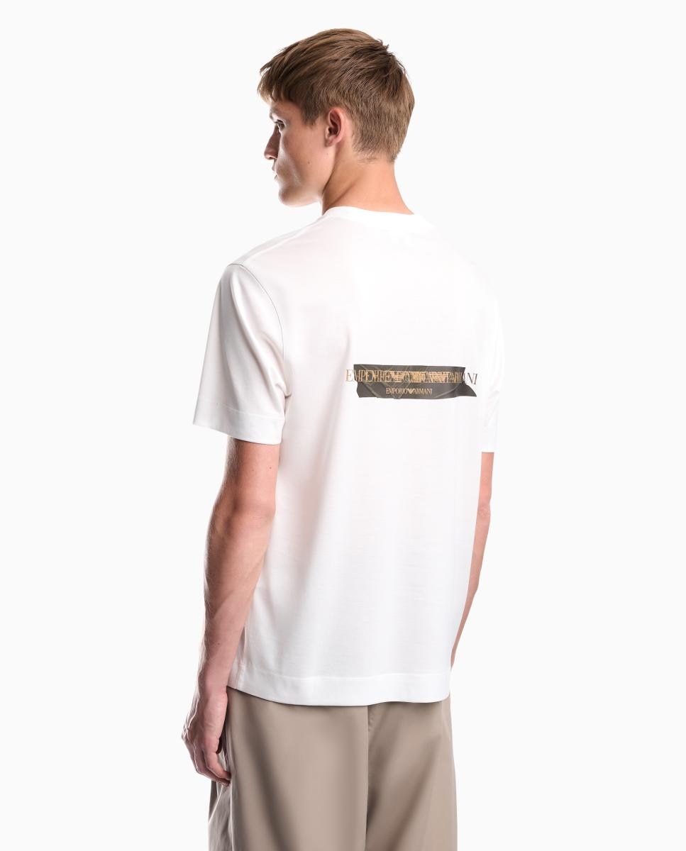T-shirt de Manga Curta, Gola Redonda e Logótipo no Peito Branco-3