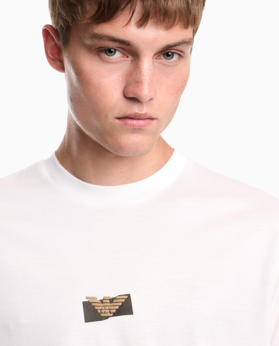 T-shirt de Manga Curta, Gola Redonda e Logótipo no Peito Branco-9