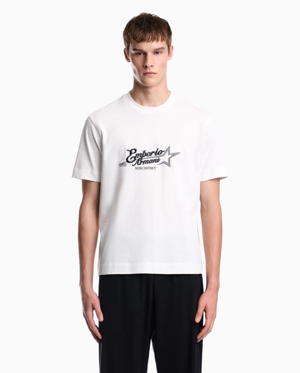 T-shirt de Manga Curta, Gola Redonda e Logótipo no Peito Branco-6