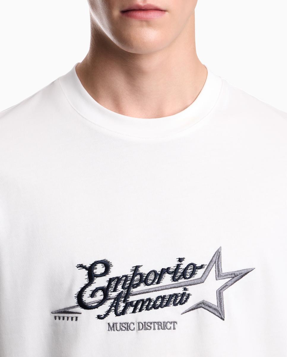 T-shirt de Manga Curta, Gola Redonda e Logótipo no Peito Branco-8