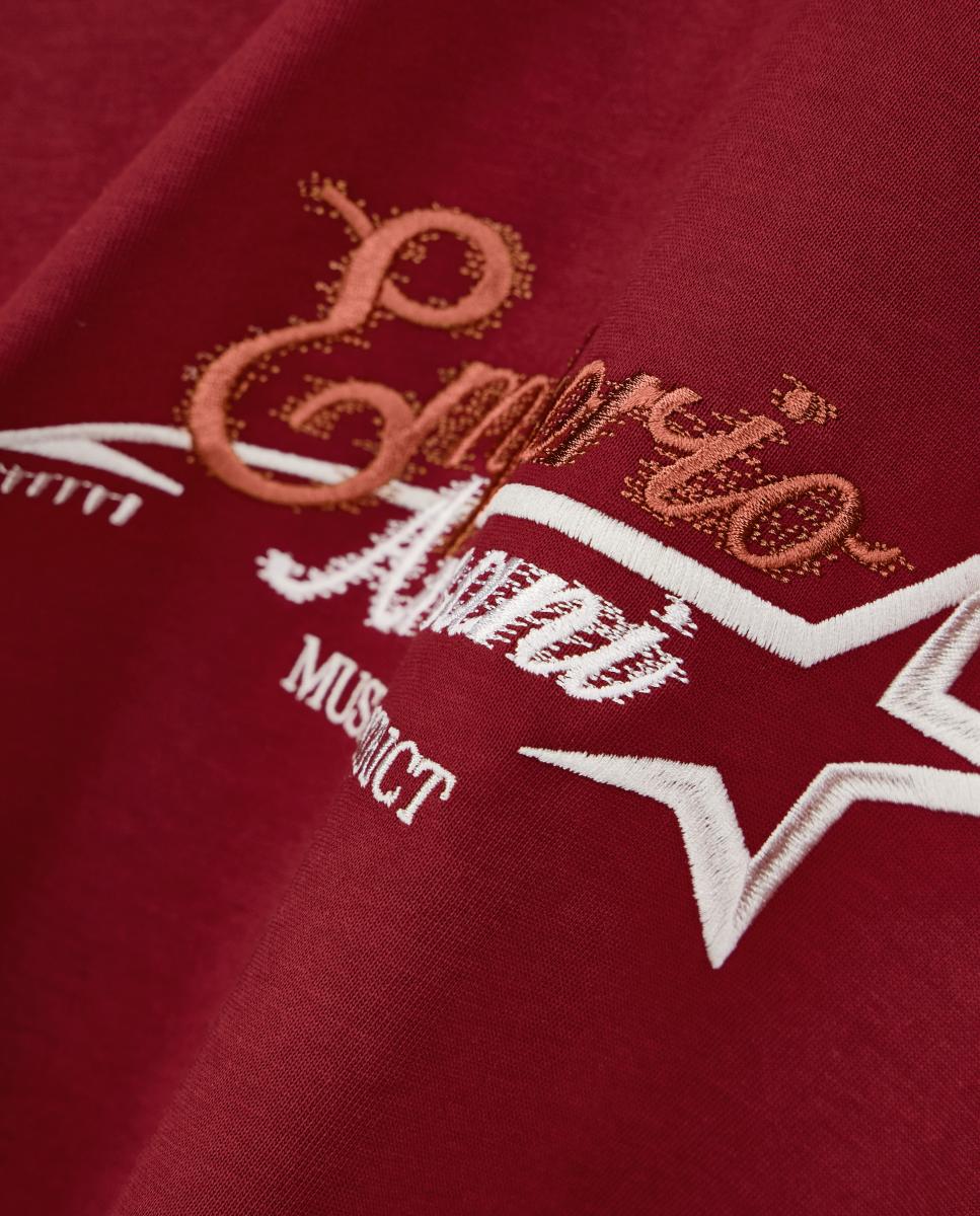 T-shirt de Manga Curta, Gola Redonda e Logótipo no Peito Vermelho-5