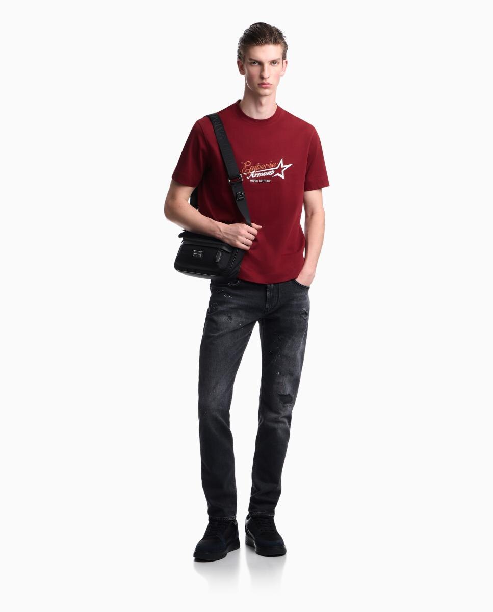 T-shirt de Manga Curta, Gola Redonda e Logótipo no Peito Vermelho-8