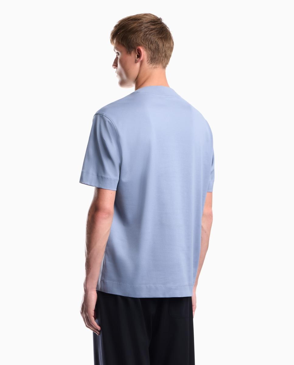 T-shirt de Manga Curta e Gola Redonda com Logótipo no Mesmo Tom Azul-claro-2