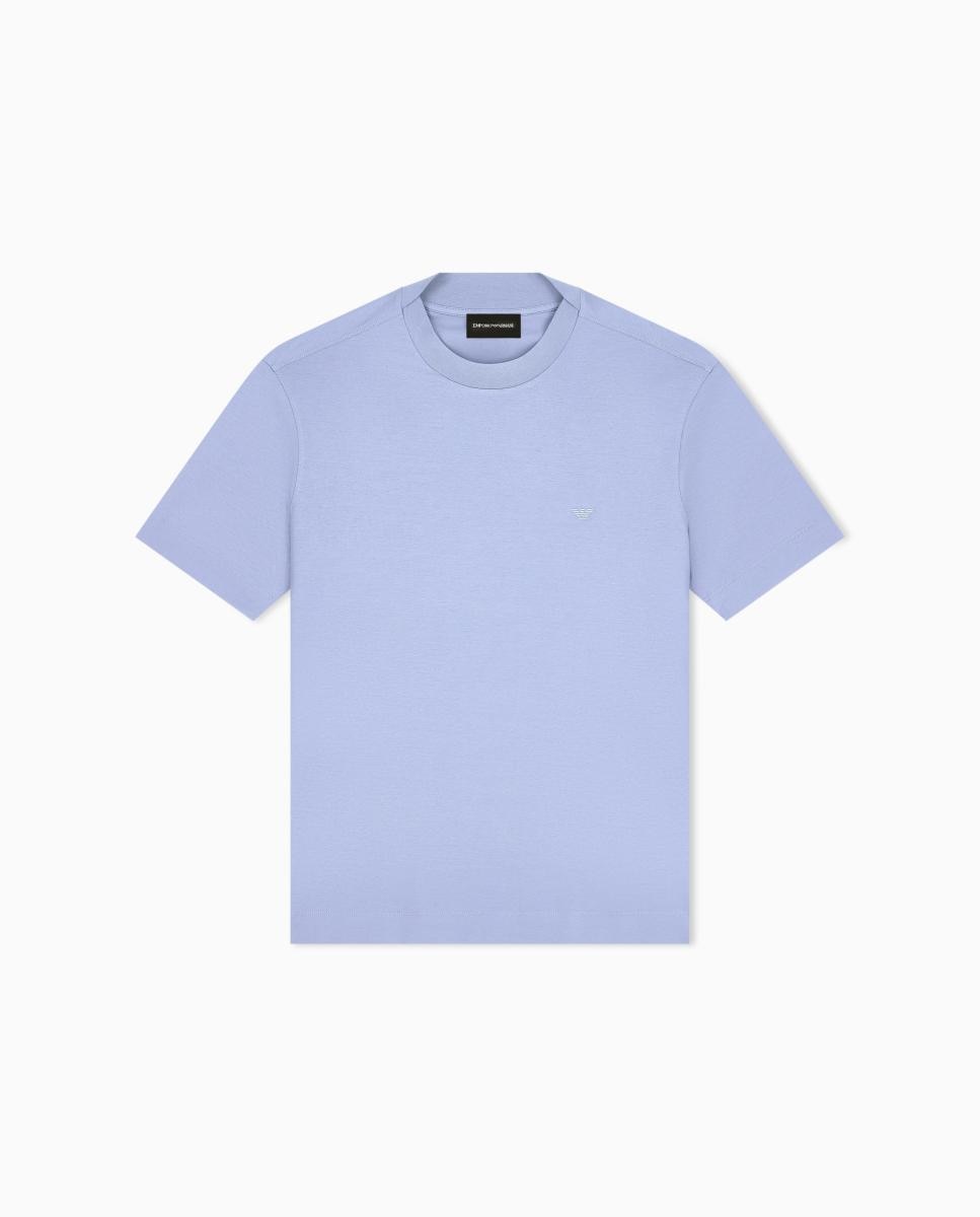 T-shirt de Manga Curta e Gola Redonda com Logótipo no Mesmo Tom Azul-claro-7