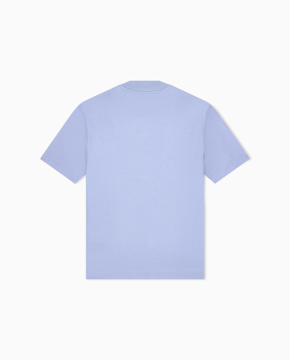 T-shirt de Manga Curta e Gola Redonda com Logótipo no Mesmo Tom Azul-claro-8