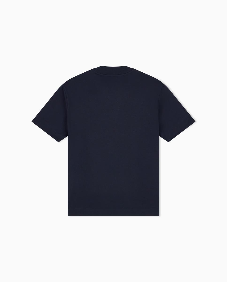 T-shirt de Manga Curta e Gola Redonda com Logótipo no Mesmo Tom Azul-marinho-11