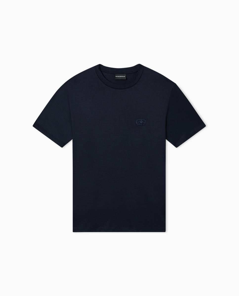 T-shirt de Manga Curta com Logótipo a Condizer Azul-marinho-4
