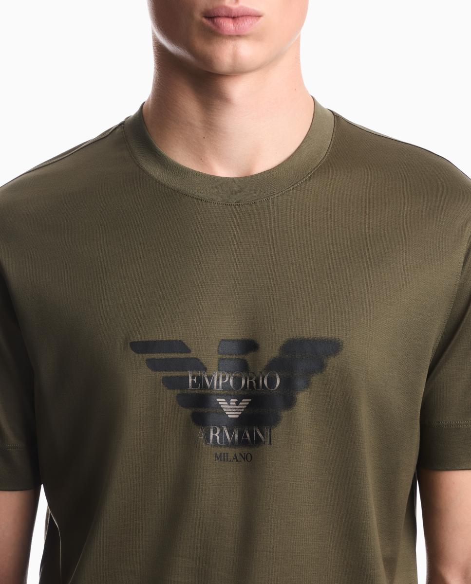 Camiseta de hombre manga corta con logo estampado - Emporio Armani - Verde militar Verde militar-4