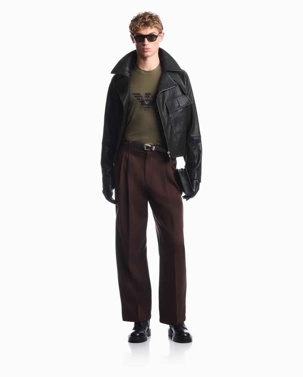 Camiseta de hombre manga corta con logo estampado - Emporio Armani - Verde militar Verde militar-8
