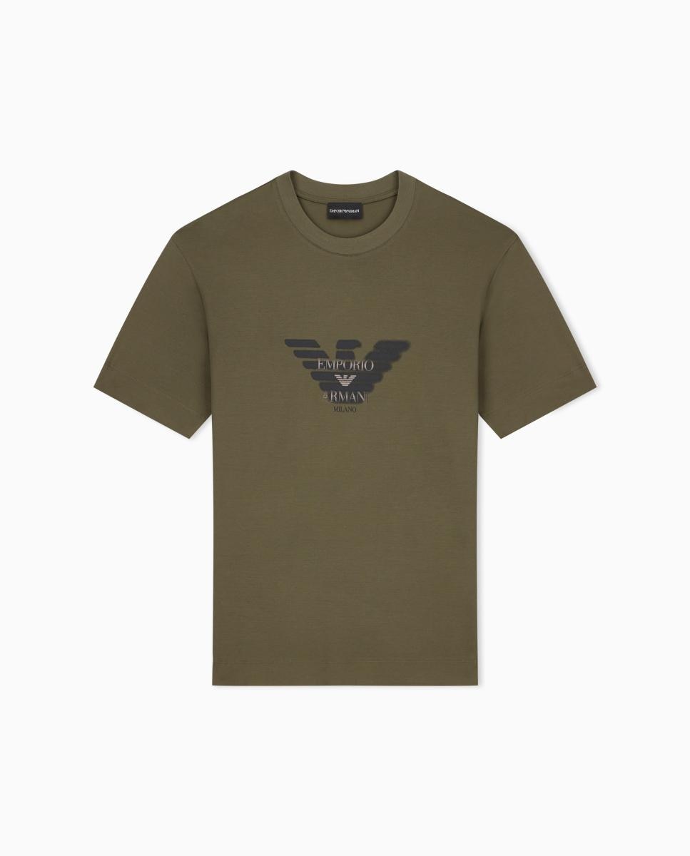Camiseta de hombre manga corta con logo estampado - Emporio Armani - Verde militar Verde militar-6