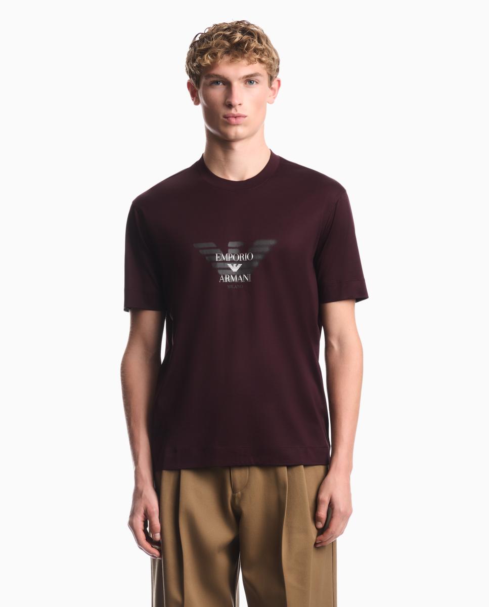 Imagen 0 de Camiseta de hombre manga corta con logo estampado Burdeos