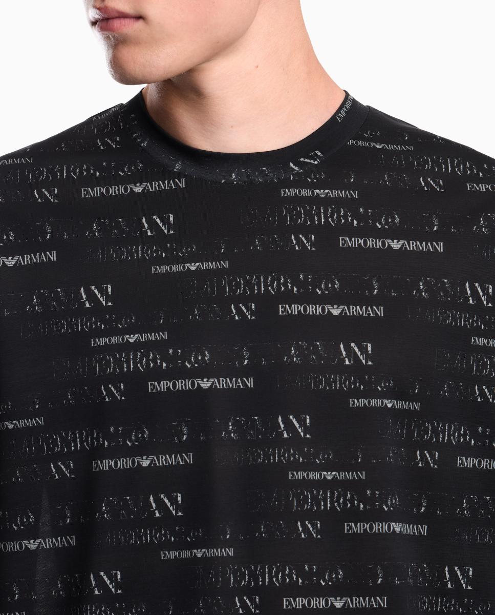 T-shirt de Manga Curta com All Over Print Azul-marinho-4