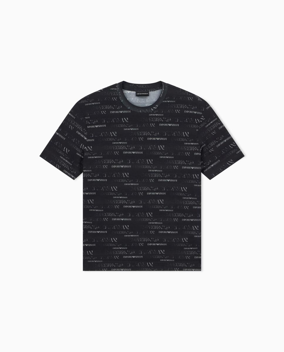 T-shirt de Manga Curta com All Over Print Azul-marinho-6