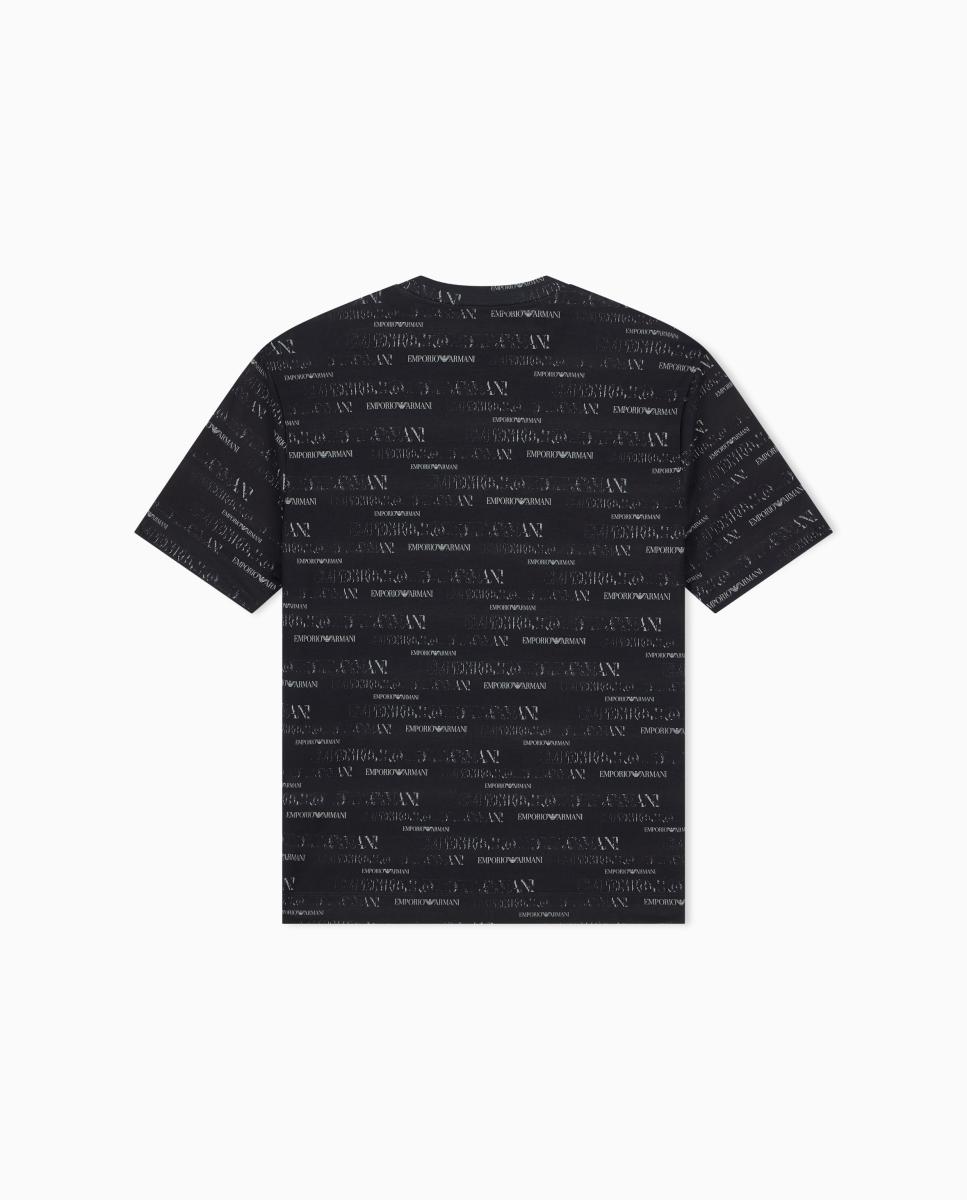 T-shirt de Manga Curta com All Over Print Azul-marinho-7