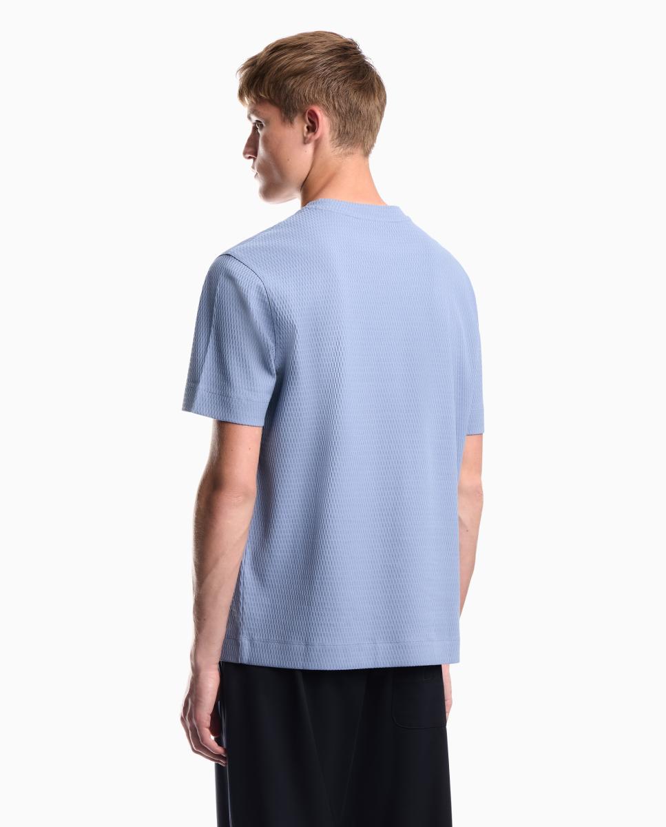 T-shirt de Manga Curta em Jacquard Azul-claro-2