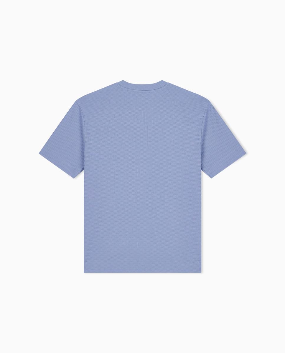 T-shirt de Manga Curta em Jacquard Azul-claro-6