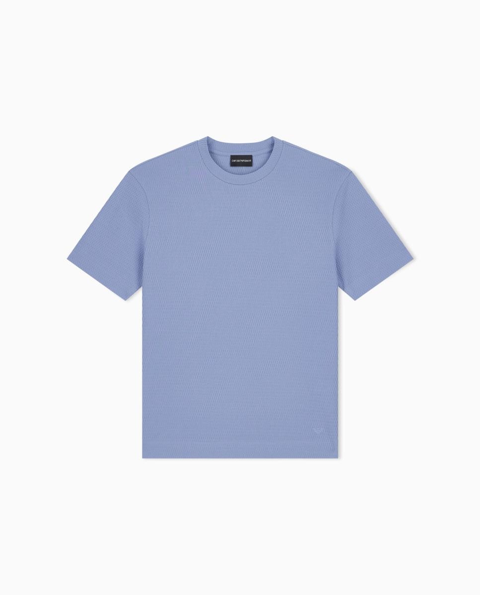 T-shirt de Manga Curta em Jacquard Azul-claro-7
