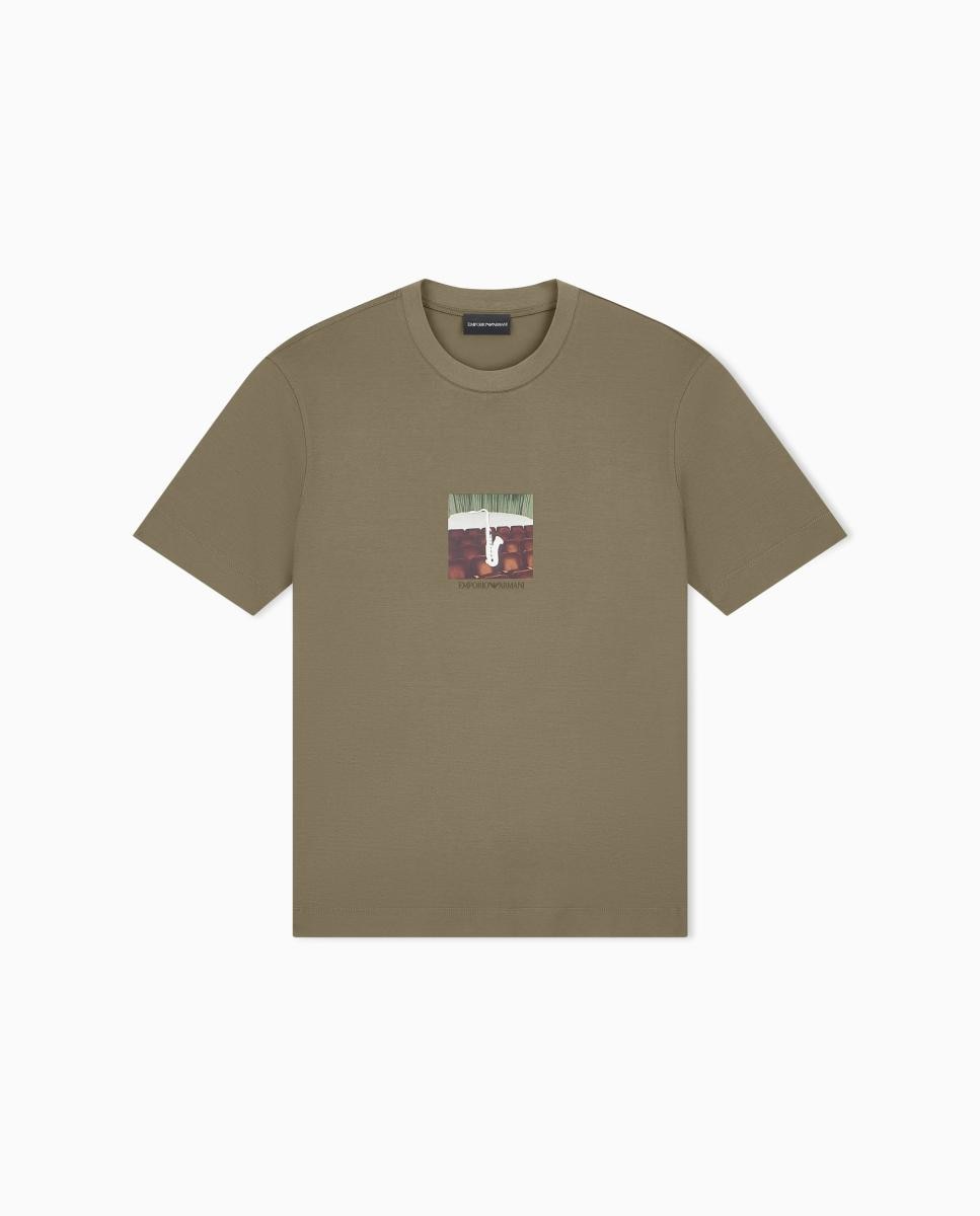 Imagen 6 de Camiseta de hombre manga corta con estampado musical - Emporio Armani - Verde militar Verde militar