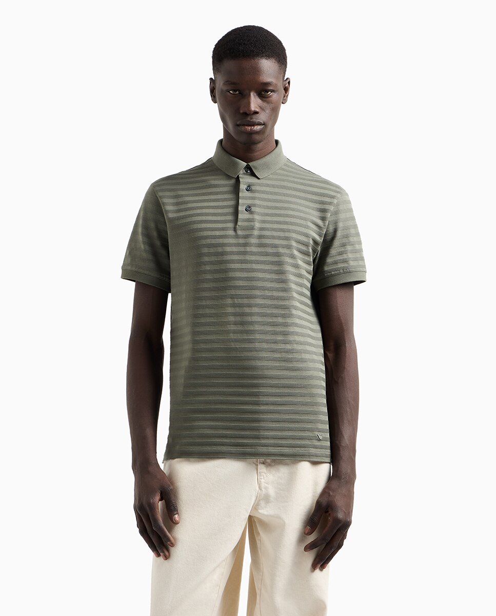 Polo Regular Fit em Fantasia de Jacquard Azul-marinho-1