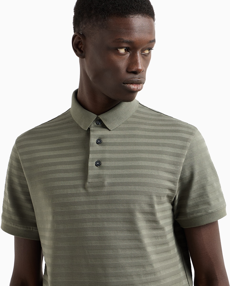 Polo Regular Fit em Fantasia de Jacquard Azul-marinho-3