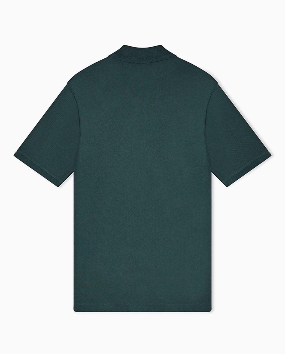 Polo Piqué Slim Fit com Manga Curta Verde-escuro-4