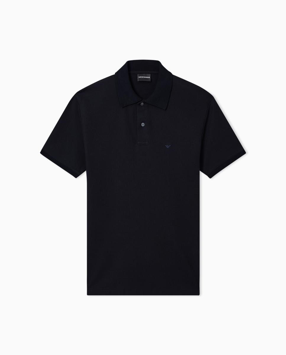 Polo Piqué Slim Fit com Manga Curta Azul-marinho-4