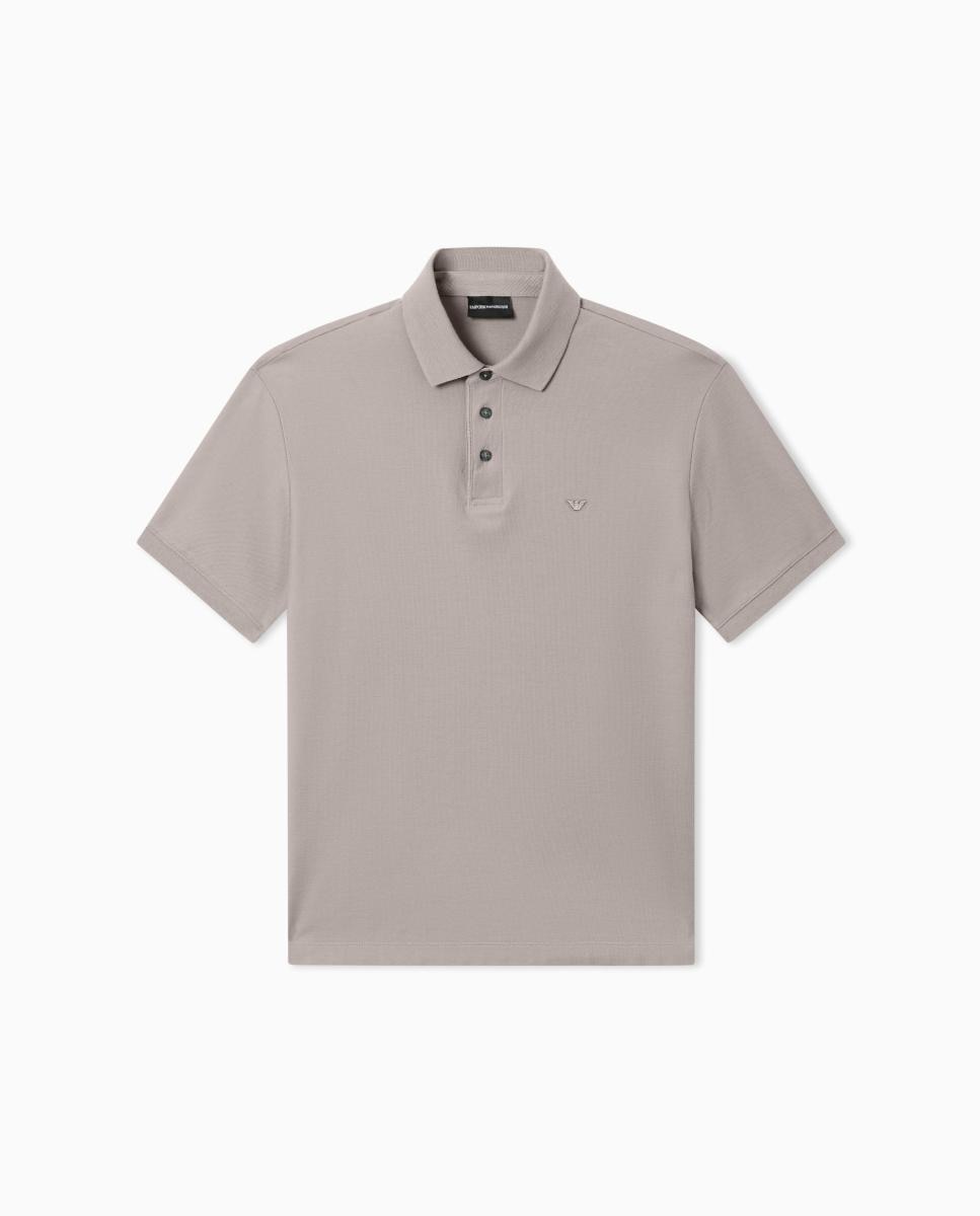 Polo Piqué Regular Fit com Manga Curta Taupe-4