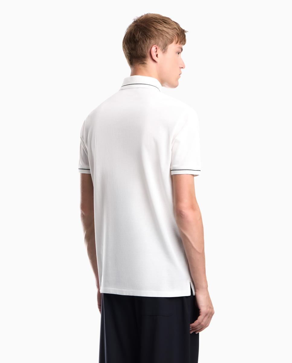 Polo Slim Fit com Manga Curta Branco-2