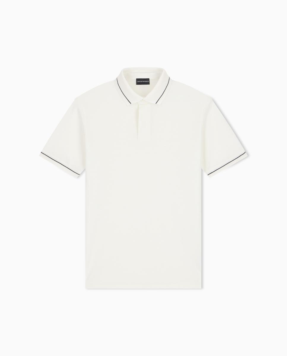 Polo Slim Fit com Manga Curta Branco-6