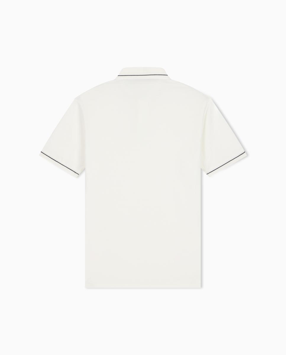 Polo Slim Fit com Manga Curta Branco-7