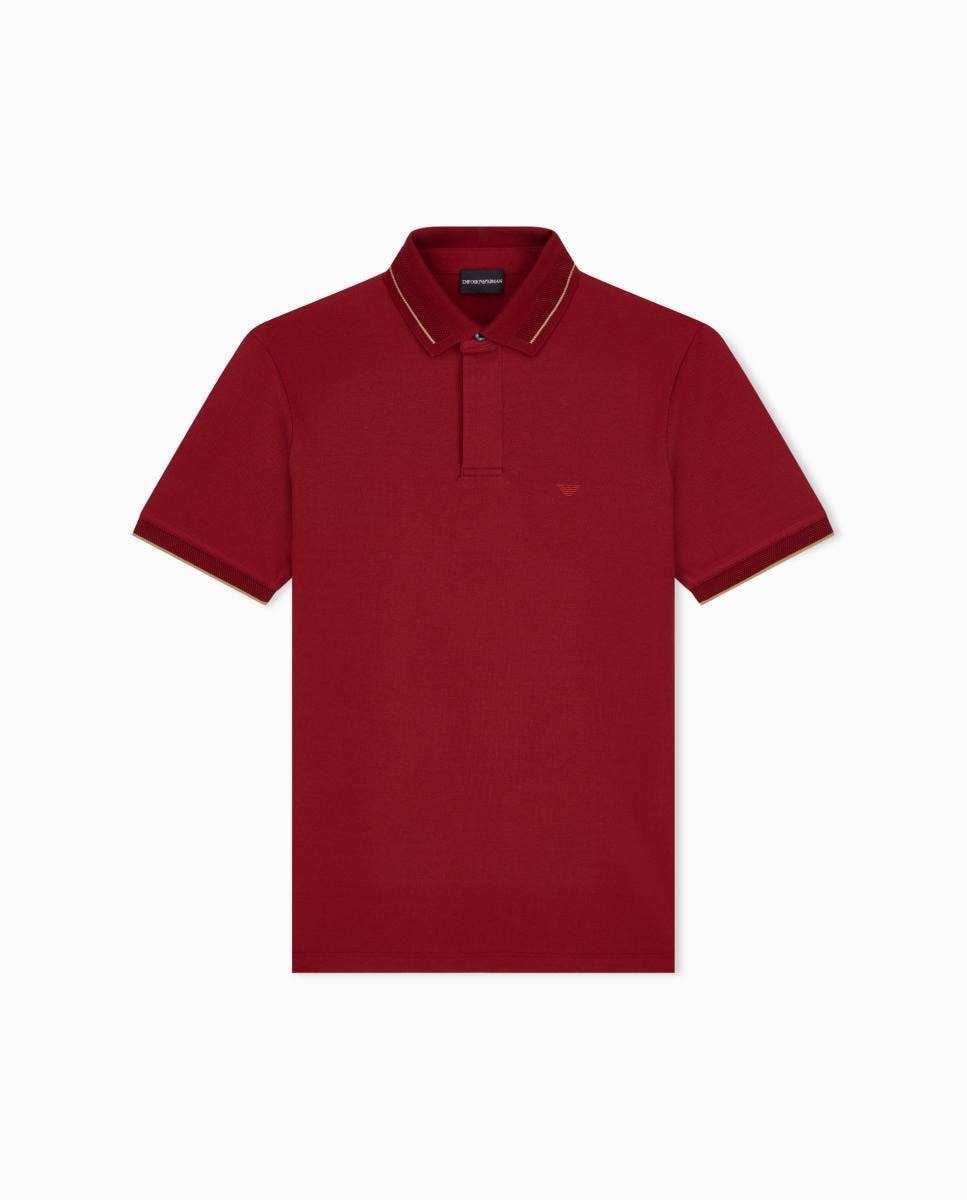 Polo de Manga Curta com Logótipo no Peito Vermelho-6