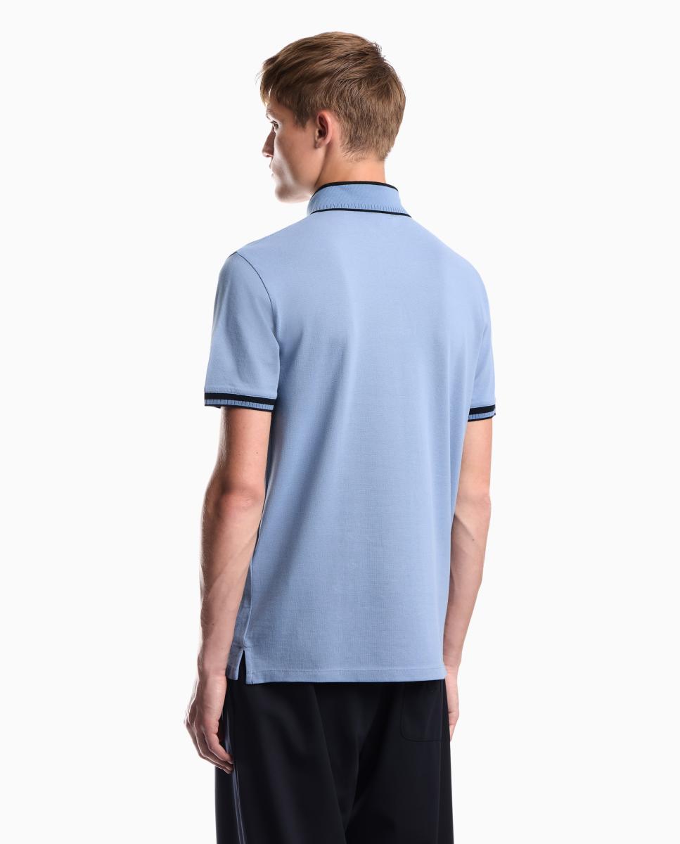 Polo Regular Fit com Manga Curta Azul-claro-2