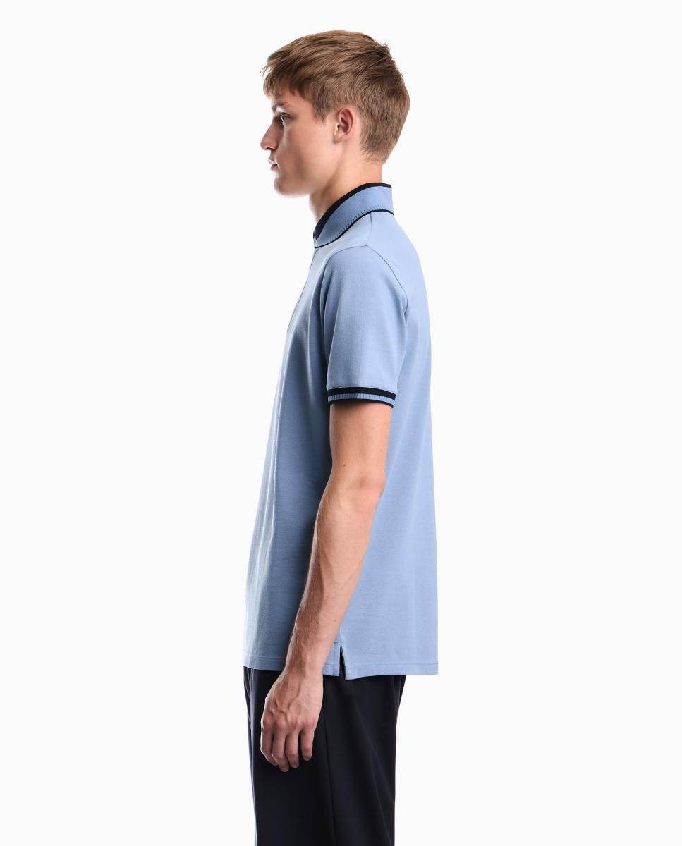 Polo Regular Fit com Manga Curta Azul-claro-3