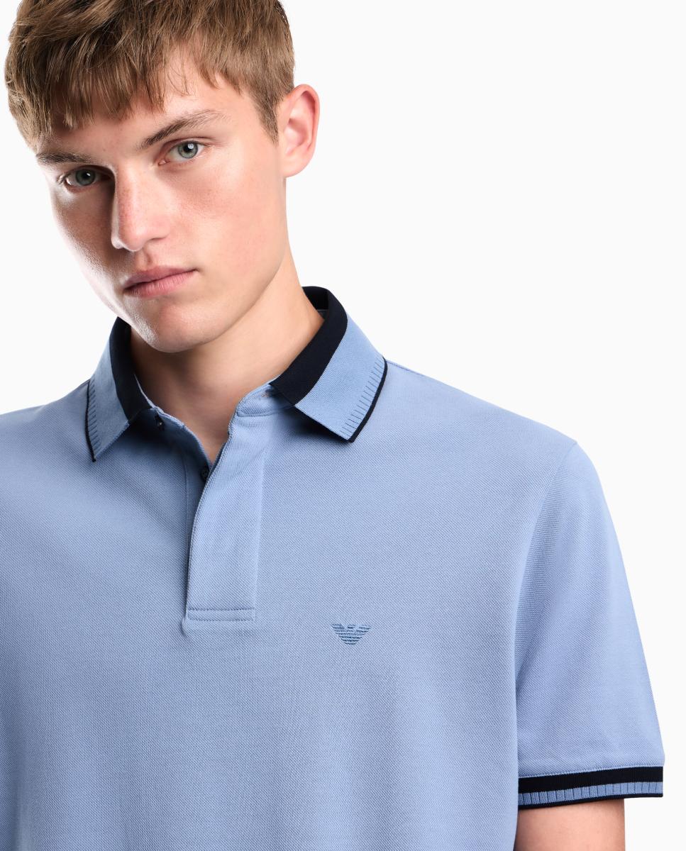 Polo Regular Fit com Manga Curta Azul-claro-4