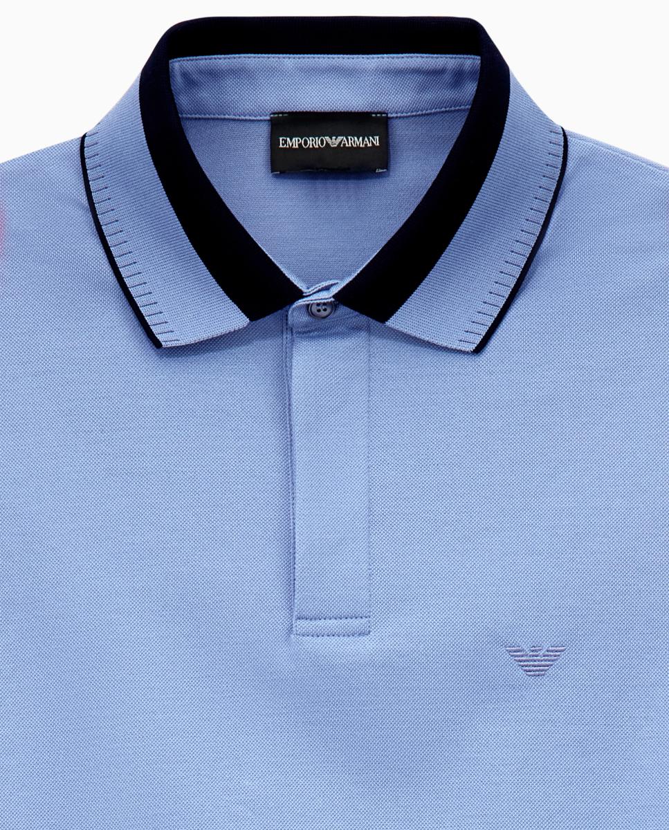 Polo Regular Fit com Manga Curta Azul-claro-5