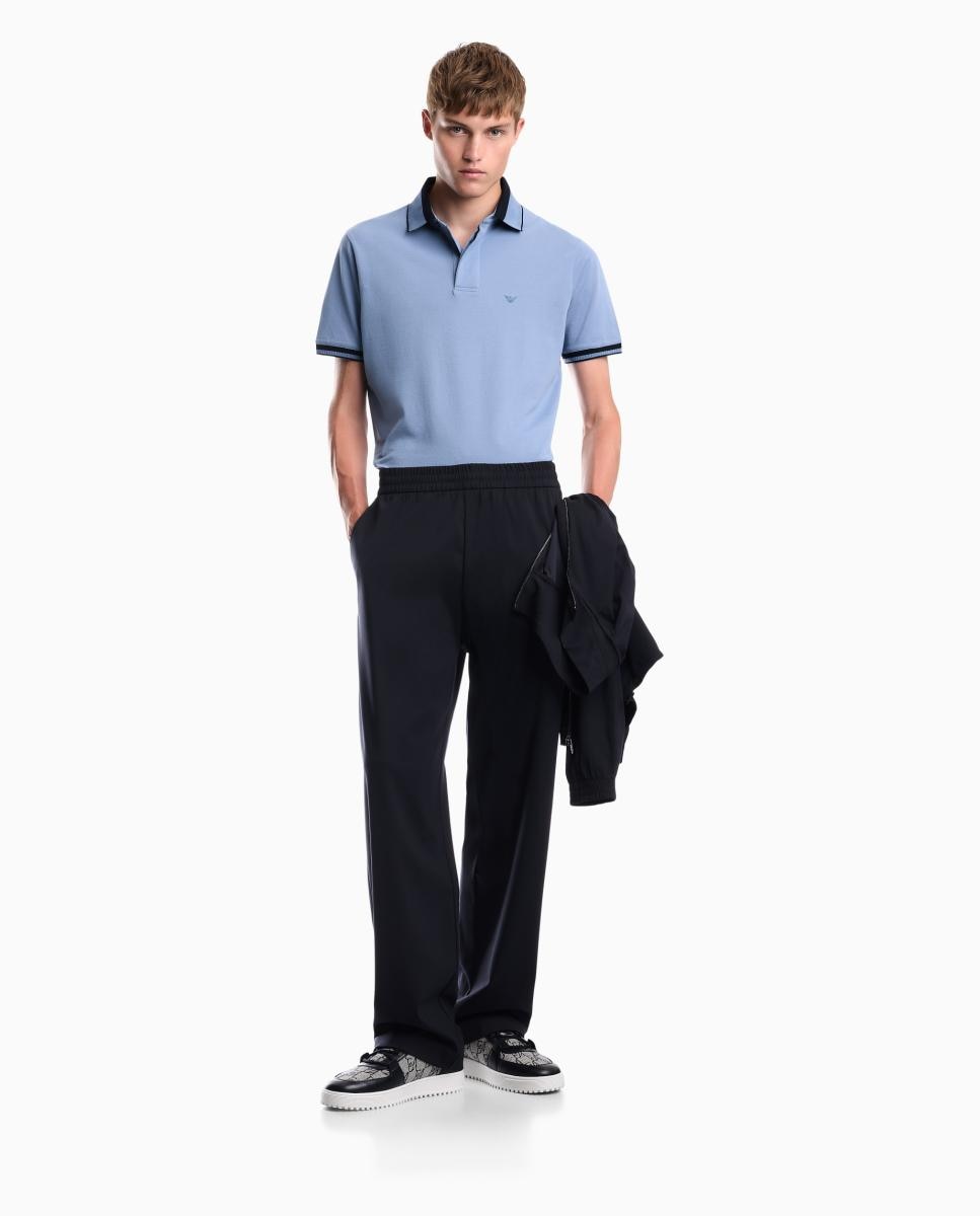 Polo Regular Fit com Manga Curta Azul-claro-8