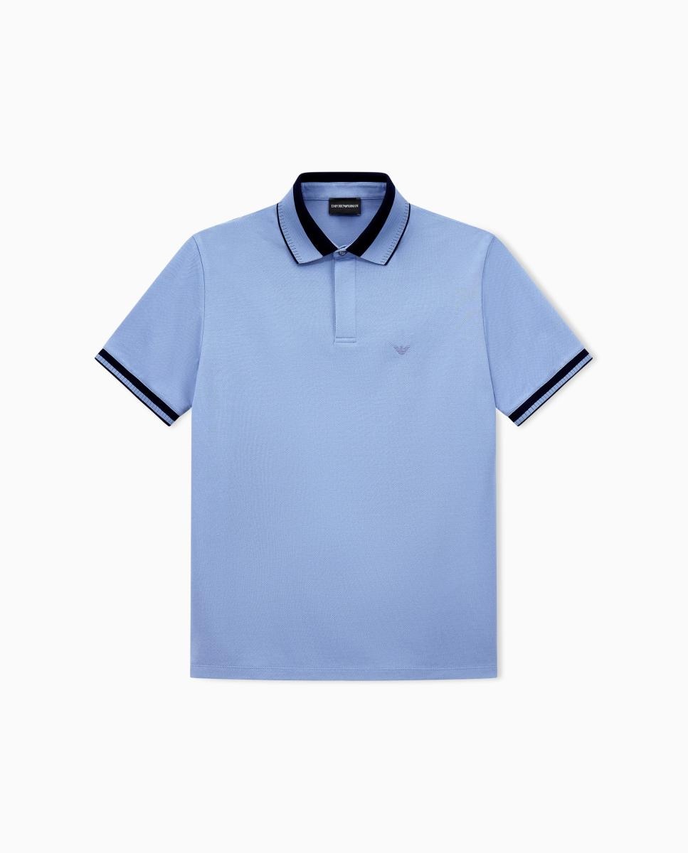 Polo Regular Fit com Manga Curta Azul-claro-6