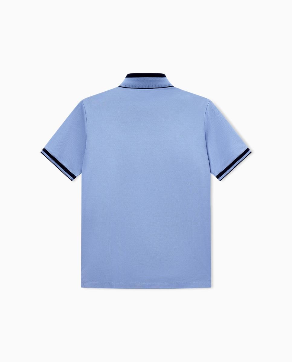 Polo Regular Fit com Manga Curta Azul-claro-7