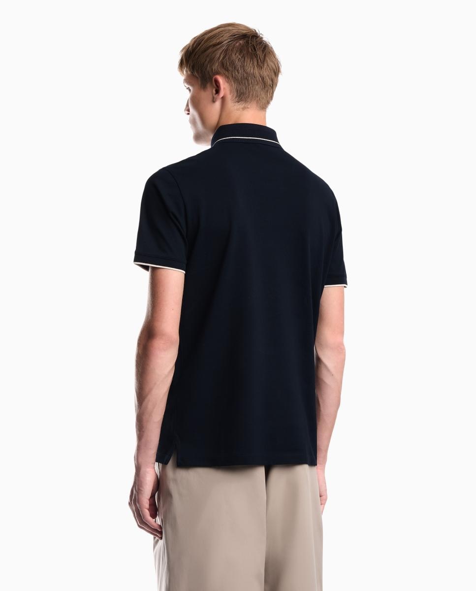 Polo Slim Fit com Manga Curta Azul-marinho-2