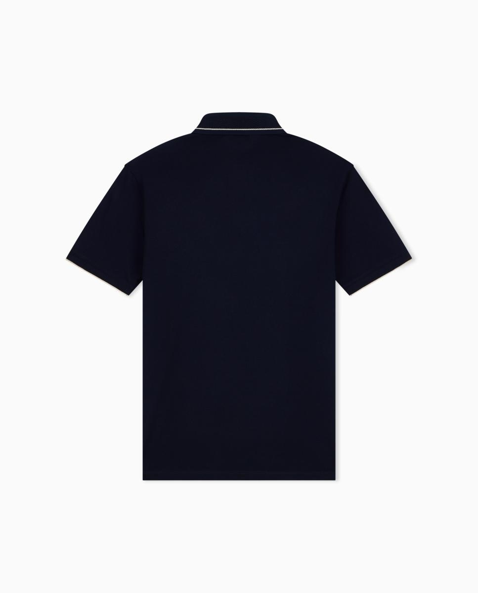 Polo Slim Fit com Manga Curta Azul-marinho-8