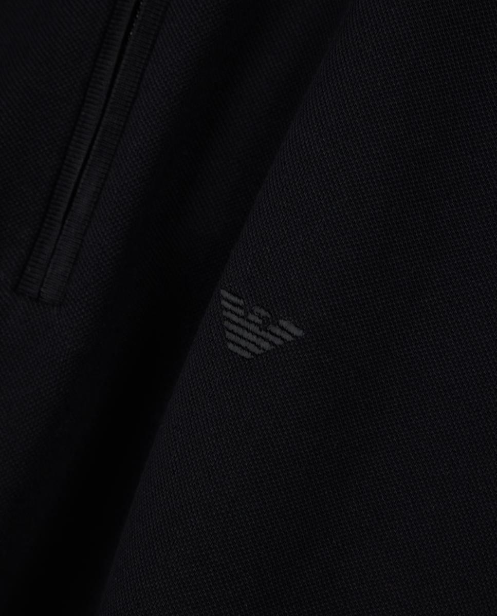 Polo Piqué de Manga Curta com Fecho de Correr Preto-5