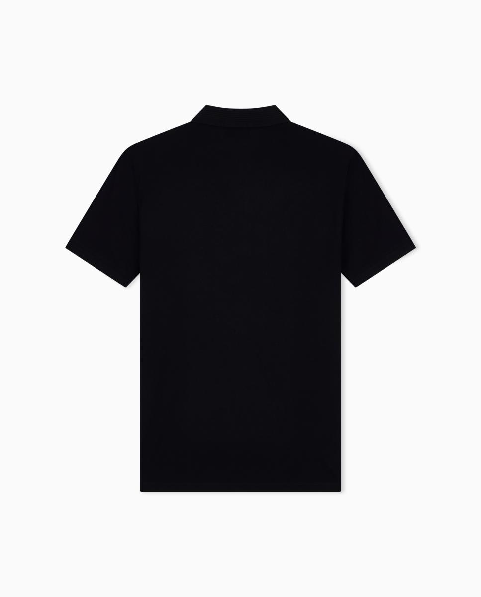 Polo Piqué de Manga Curta com Fecho de Correr Preto-7