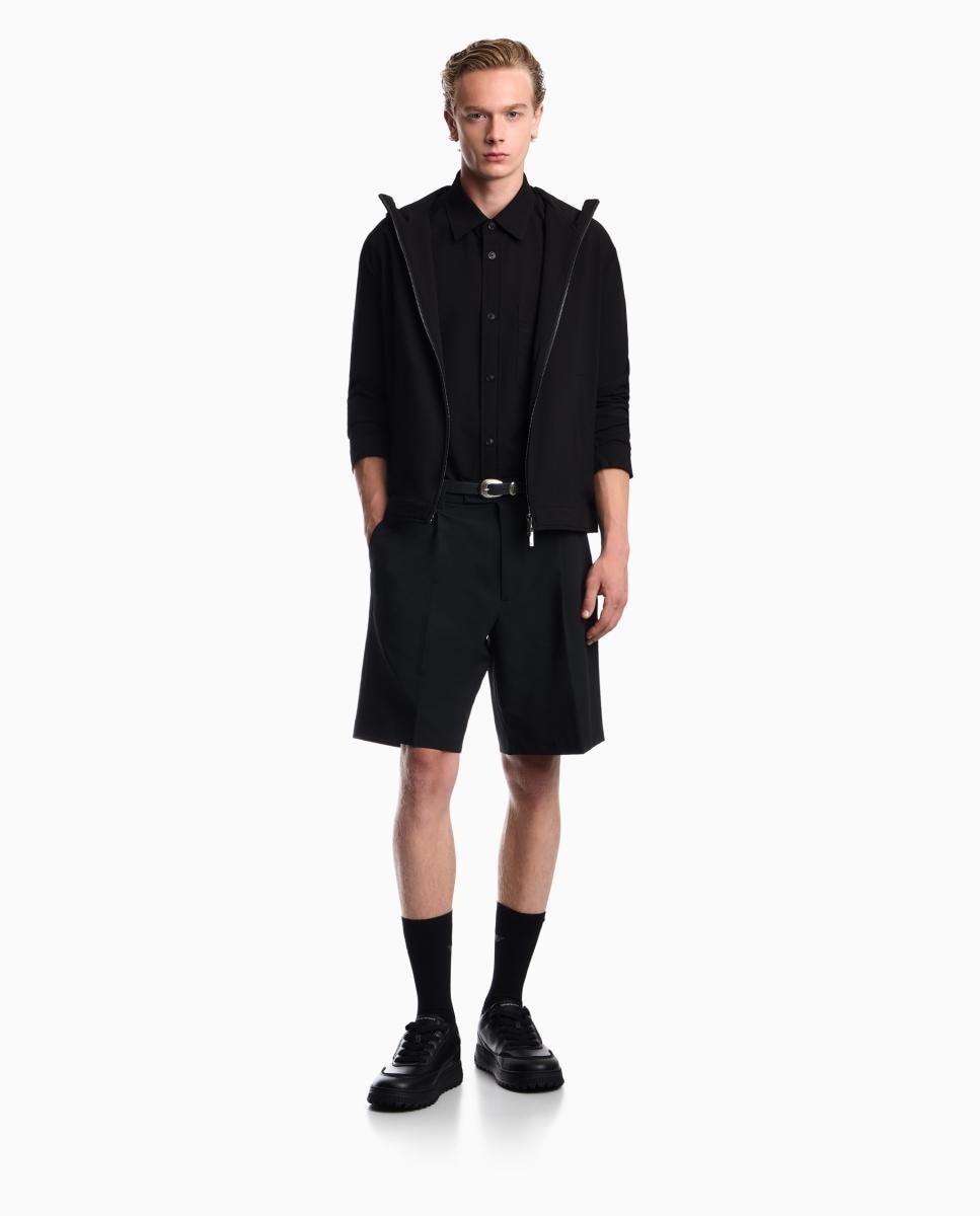 Blusão em Seersucker com Capuz Preto-5