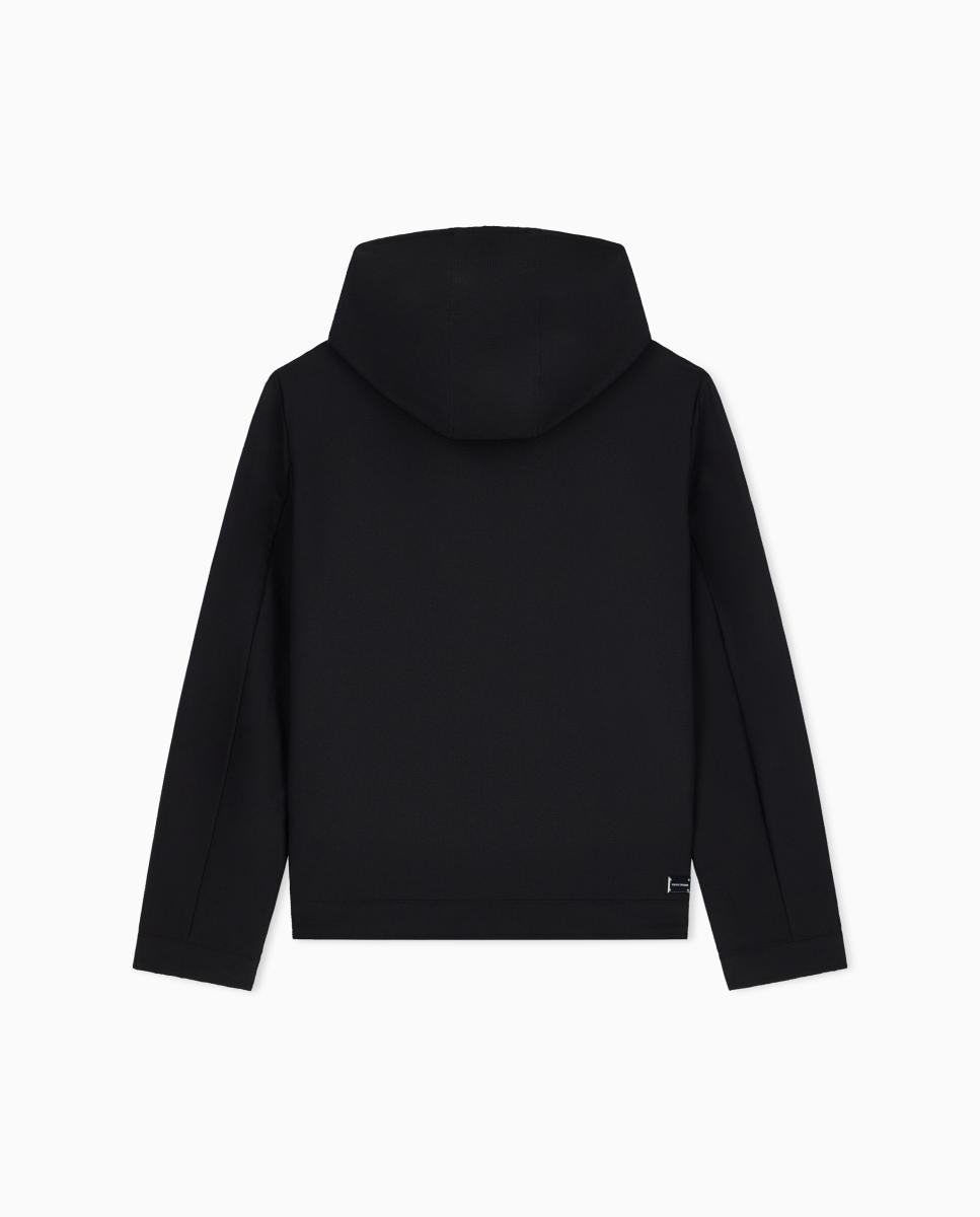 Blusão em Seersucker com Capuz Preto-4